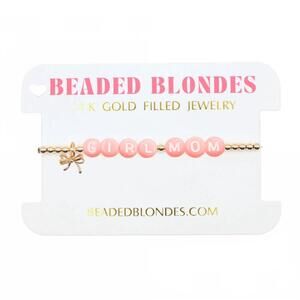 NEW BEADED BLONDES women's girl mom charm bracelet in pink